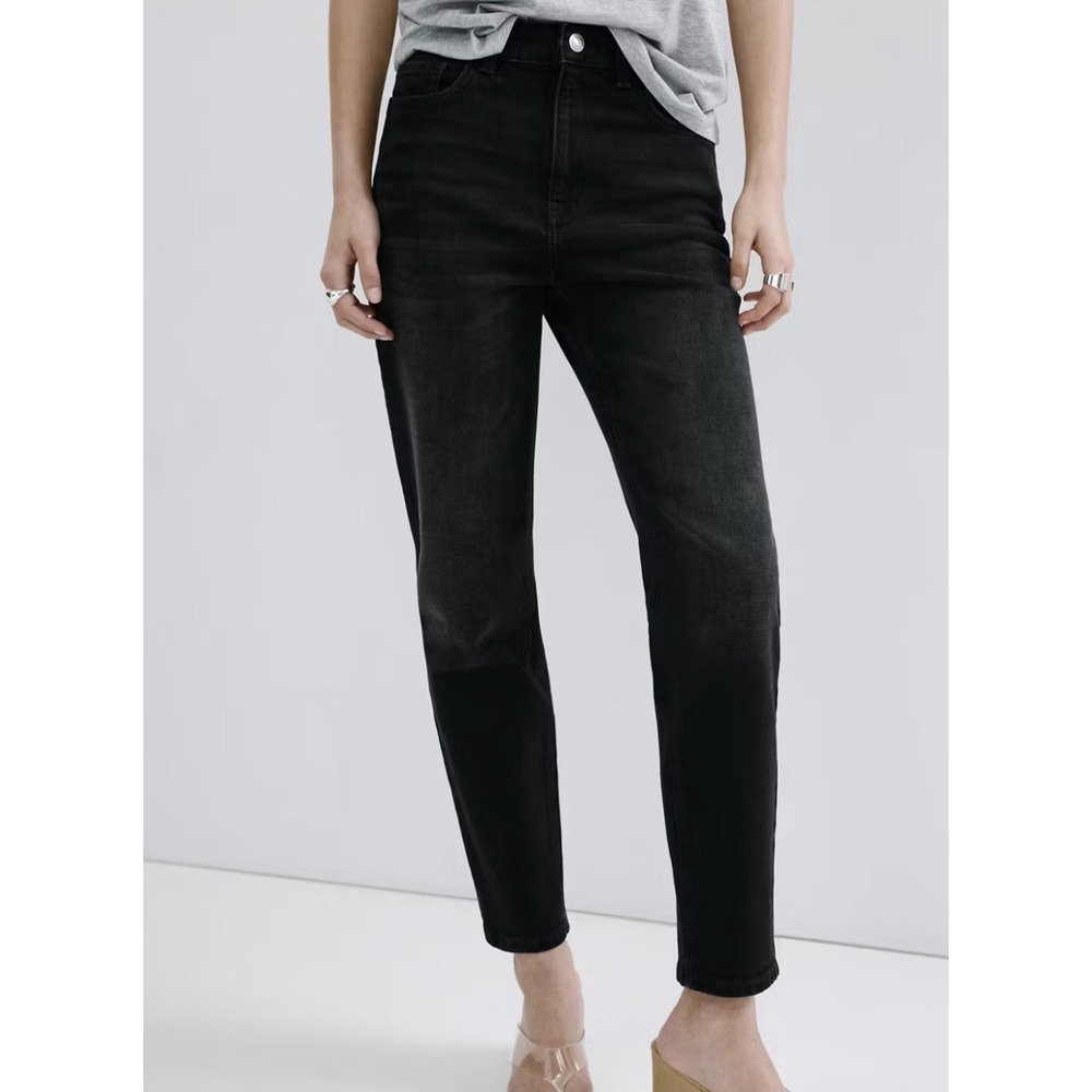 NWT Mango Mom Jeans Black High Waist Ankle 100% Cotton 90s Y2K Size 2